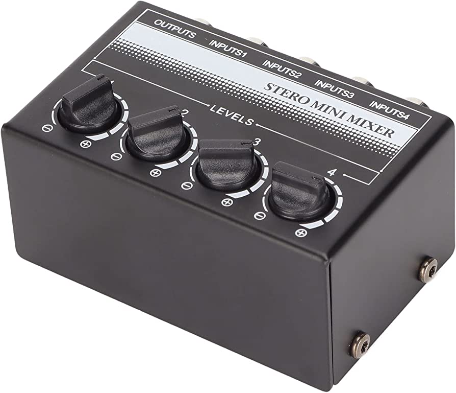 Stereo 4 Channel Line Mixer, Volume Adjustment Audio Processor Sound